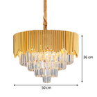 Lustre Luxo Pendente Cristal Dourado Sala 50cm