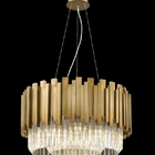 Lustre Lyon 60cm Ouro Velho Cristais Transparentes 150cm Cabo