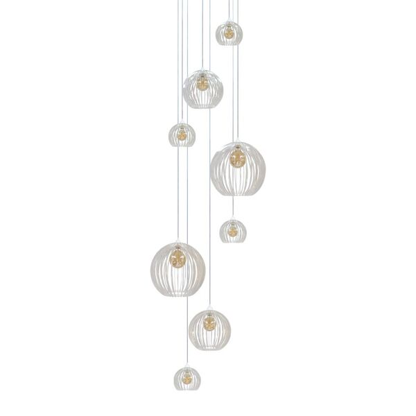 Lustre Mix Cnidário Ac. Cristal Para Pé Direito Alto