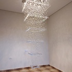 Lustre Moderno Base 70x70 Inox Espelhada Cristal K9 3,40m Biv