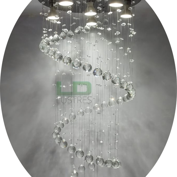 Lustre Moderno Espiral Com Base De Inox 40cm De Diâmetro 1,10