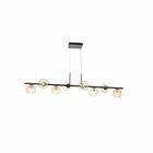 Lustre Moderno Para Sala Preto Cobre Com 8 Globos Cor Âmbar