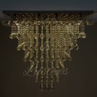 Lustre Moderno Plafon De Cristais K9 Base Inox 70x70 Para Sal