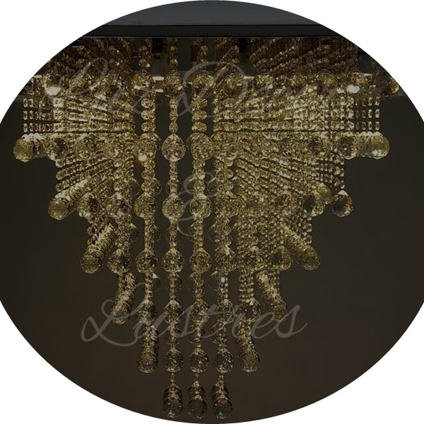 Lustre Moderno Plafon De Cristais K9 Base Inox 70x70 Para Sal