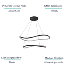 Lustre Oceano Preto 140 85w 3000k Led Gmh Preto Bivolt