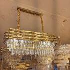 Lustre Oval Metal Dourado Com Cristais Transparente 80cm 10e14