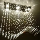 Lustre Para Mesa De Jantar De Cristal Tipo Onda Base De Inox