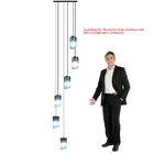 Lustre Para Sala Cúpula Fumê 6 Lâmpadas Pé Direito Alto