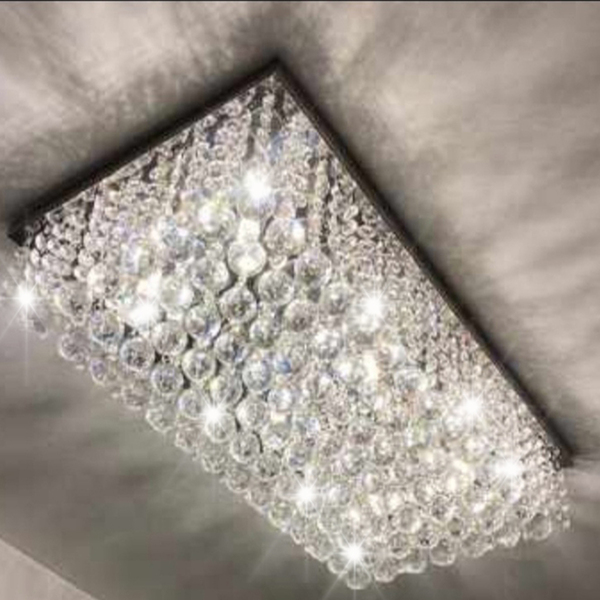 Lustre Para Sala De Cristal Legítimo K9 Base Inox 80x25 Cm