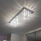 Lustre Para Sala De Cristal Legítimo K9 Base Inox 80x25 Cm