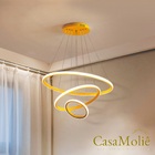Lustre para Sala Led Moderno Pendente Dourado C/ Controle 60c