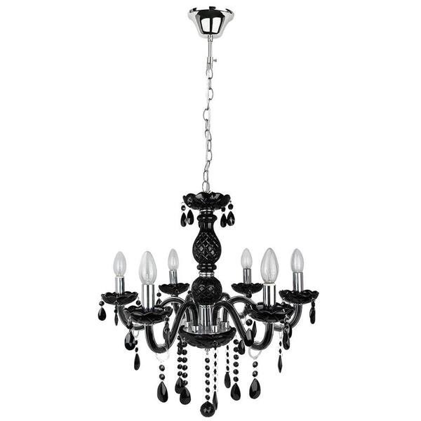 Lustre Para Sala Pendente 120x60 Metal E Cristal Preto