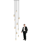 Lustre Para Sala Pratic 10 Lâmpadas Dourado Pé Direito Alto