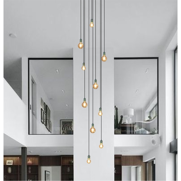 Lustre Para Sala Pratic 10 Lâmpadas Dourado Pé Direito Alto