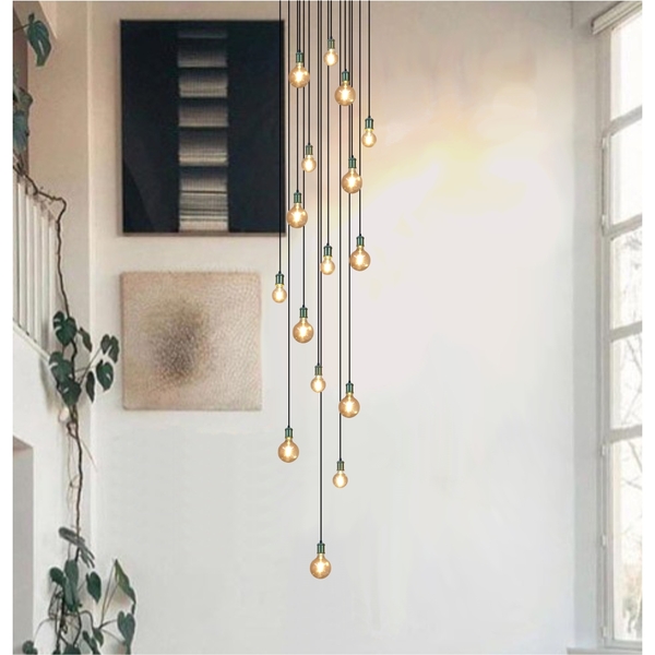 Lustre Para Sala Pratic 16 Lâmpadas Dourado Pé Direito Alto