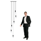 Lustre Para Sala Pratic 6 Lâmpadas Preto Pé Direito Alto