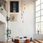 Lustre Para Sala Pratic 6 Lâmpadas Preto Pé Direito Alto