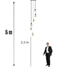 Lustre Para Sala Pratic 6 Lâmpadas Preto Pé Direito Alto