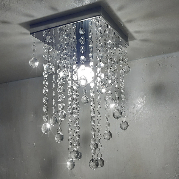 Lustre Para Sala Quarto De Cristal Acrílico 20x20 E 30 Cm Alt