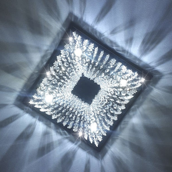 Lustre Para Sala Quarto De Cristal Legítimo Base Inox 30x30 Cm