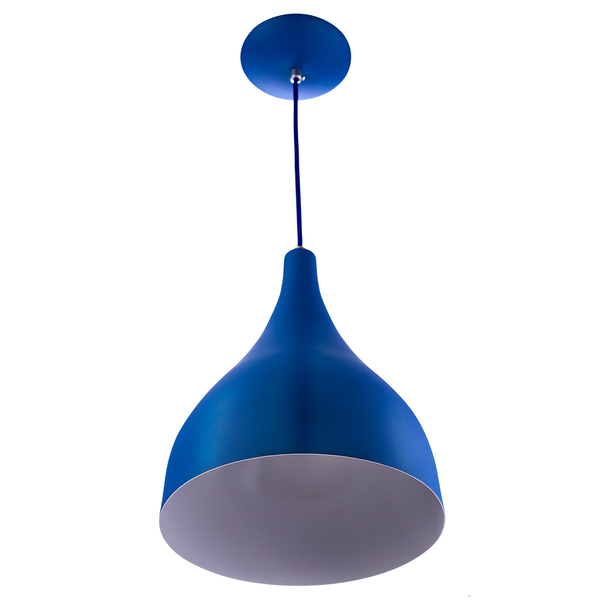Lustre Pd Gota Media Alumínio 30cm Soquete E-27 Azul