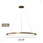 Lustre Pendente 1 Argola Anel Led 18w 40 Cm Alumínio Bivolt C