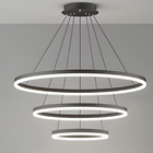 Lustre Pendente 3 Arcos Anéis Orbital Preto Moderno 89w Bivolt