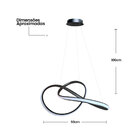 Lustre Pendente 3 Em 1 Curvas Premium Led Preto Luxuoso
