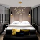 Lustre Pendente 4 Anéis Arcos Dourado Led Bq Pé Direito Alto