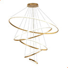 Lustre Pendente 5 Arcos Anéis Dourado 3000K De Led Bivolt Mod