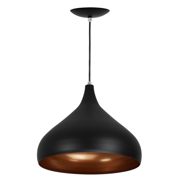 Lustre Pendente Aladim Preto Com Cobre 31cm