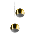 Lustre Pendente Aluminio Bola Duplo 15cm Dourado