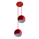 Lustre Pendente Aluminio Bola Duplo 15cm Vermelho