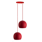 Lustre Pendente Aluminio Bola Duplo 15cm Vermelho
