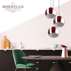 Lustre Pendente Aluminio Bola Triplo 15cm Gold Rose