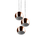 Lustre Pendente Aluminio Bola Triplo 15cm New Cobre