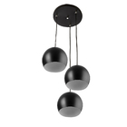 Lustre Pendente Aluminio Bola Triplo 15cm Preto