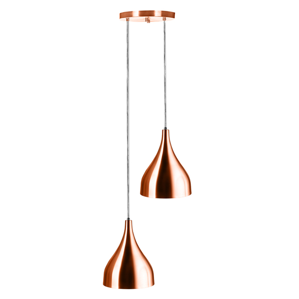 Lustre Pendente Aluminio Gota Duplo 21cm New Cobre