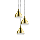 Lustre Pendente Aluminio Gota Triplo 21cm Dourado