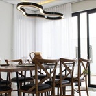 Lustre Pendente Anel Led 2700k 100cm Madeira E Acrílico