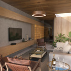 Lustre Pendente Anel Madeira Imbuia E Acrílico - 50cm