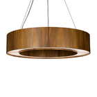 Lustre Pendente Anel Madeira Teca Escura E Acrílico - 70cm