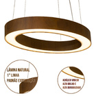 Lustre Pendente Anel Oval Madeira Imbuia E Acrílico - 60cm
