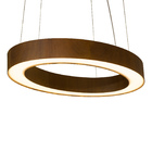 Lustre Pendente Anel Oval Madeira Imbuia E Acrílico - 60cm