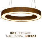 Lustre Pendente Anel Oval Madeira Imbuia E Acrílico - 60cm