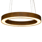 Lustre Pendente Anel Oval Madeira Imbuia E Acrílico - 60cm