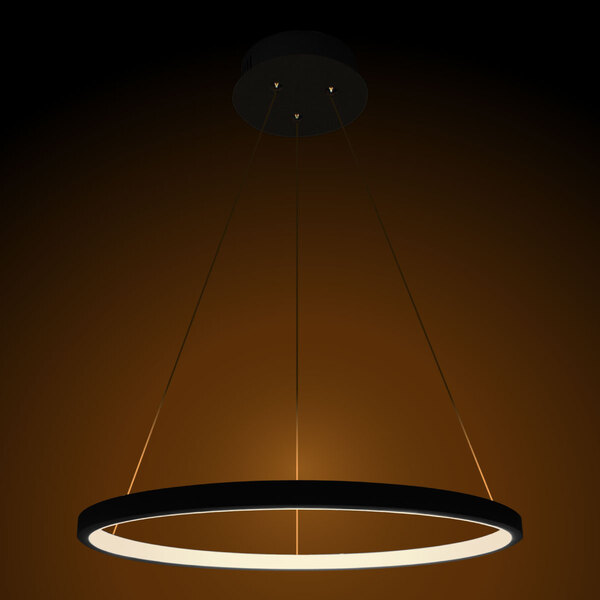 Lustre Pendente Anel Ring Preto 1 Arco 20w 40cm Led Integrado