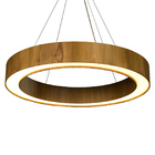 Lustre Pendente Anel Slim Madeira Teca Clara E Acrílico - 60cm