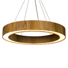 Lustre Pendente Anel Slim Madeira Teca Clara E Acrílico - 80