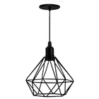 Lustre Pendente Aramado Diamante Pequeno Preto
